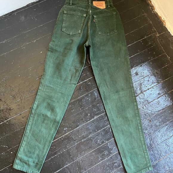 Rare Vintage 1990s Green Levi's 512 High Waisted Slim Fit Tapered Leg - 7M - Picture 3 of 6